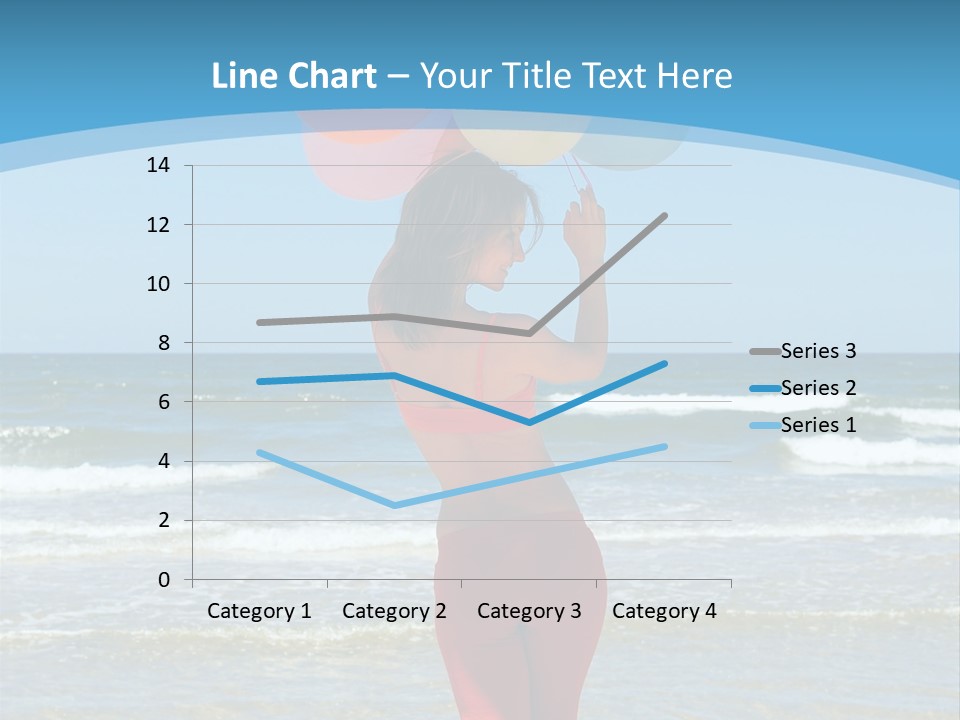 A Woman On The Beach With Balloons In Her Hand PowerPoint Template