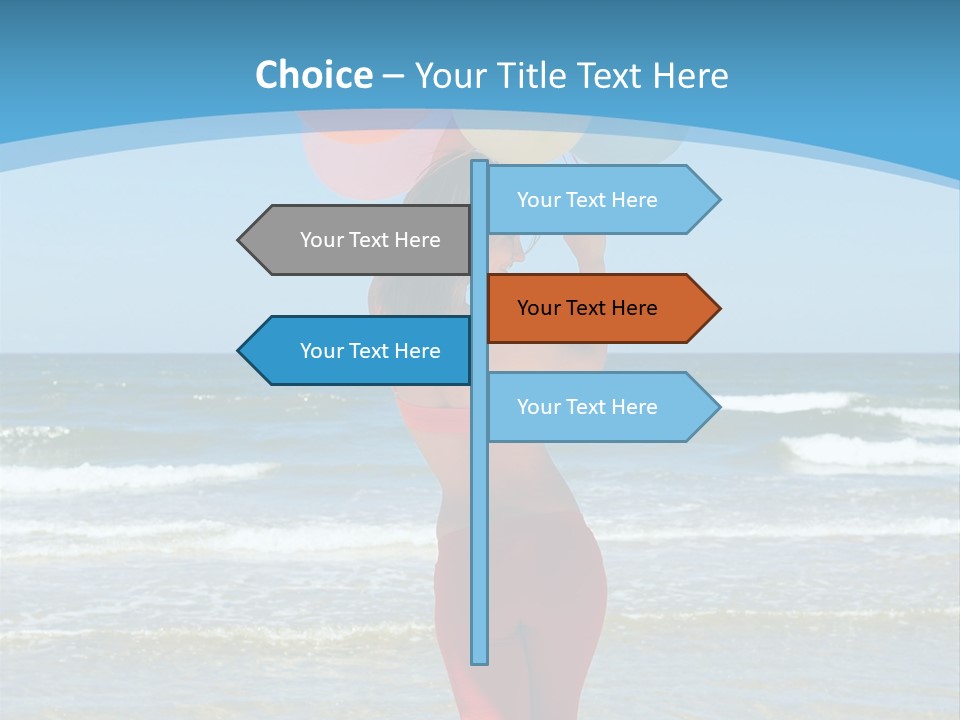 A Woman On The Beach With Balloons In Her Hand PowerPoint Template