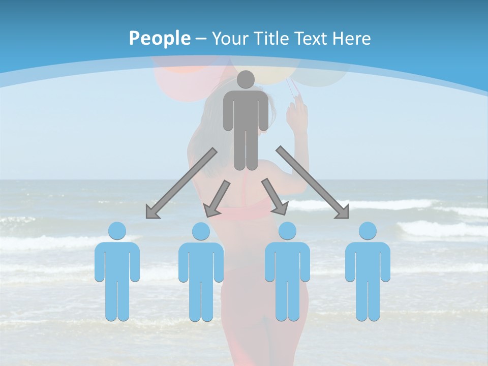 A Woman On The Beach With Balloons In Her Hand PowerPoint Template