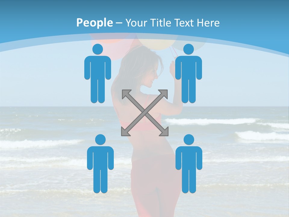 A Woman On The Beach With Balloons In Her Hand PowerPoint Template