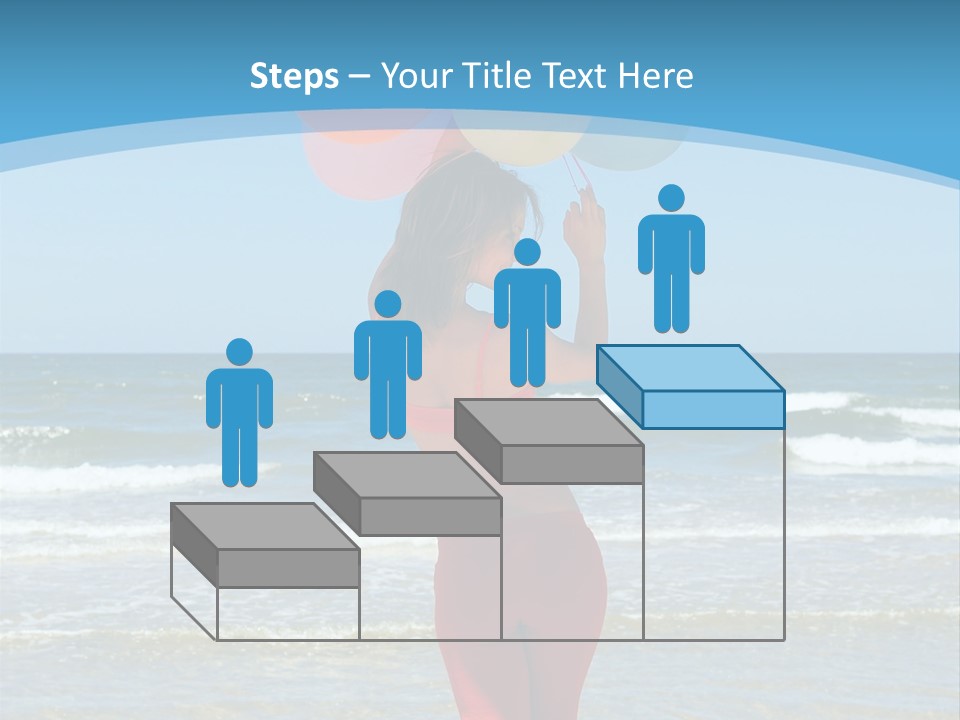A Woman On The Beach With Balloons In Her Hand PowerPoint Template