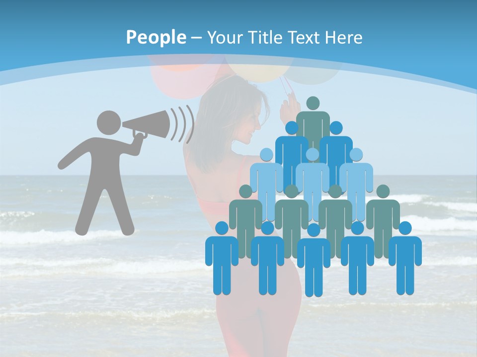 A Woman On The Beach With Balloons In Her Hand PowerPoint Template