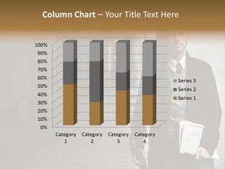 A Man Standing Next To A Building Holding A Folder PowerPoint Template