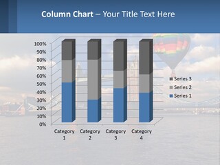 A Hot Air Balloon Flying Over A Bridge PowerPoint Template