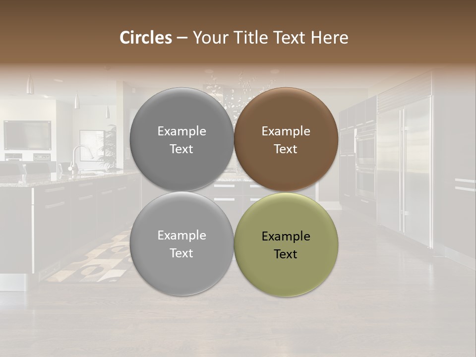 A Large Kitchen With A Center Island And Stainless Steel Appliances PowerPoint Template