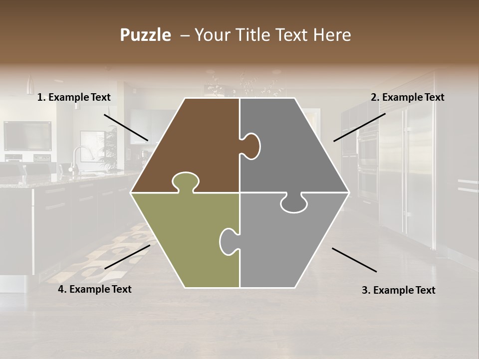 A Large Kitchen With A Center Island And Stainless Steel Appliances PowerPoint Template
