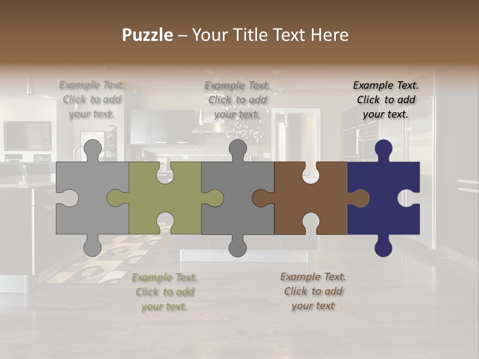 A Large Kitchen With A Center Island And Stainless Steel Appliances PowerPoint Template