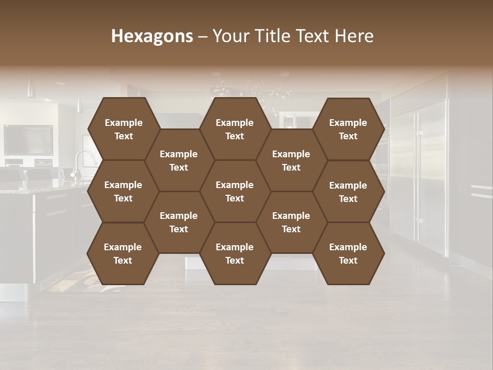 A Large Kitchen With A Center Island And Stainless Steel Appliances PowerPoint Template