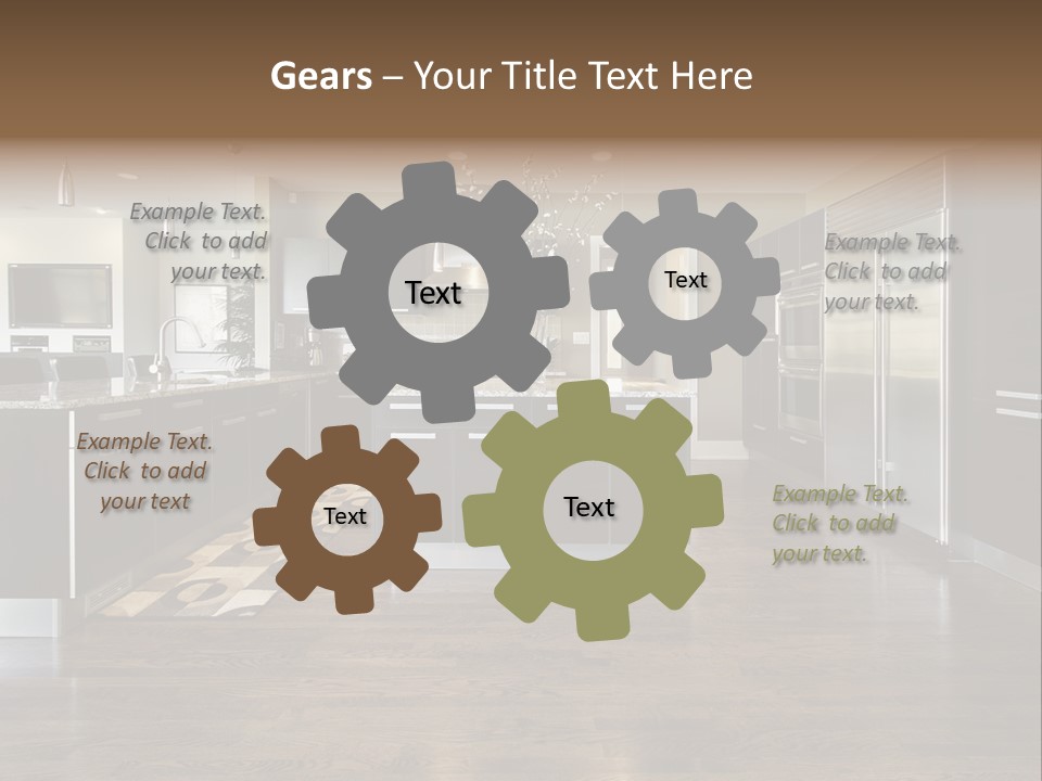 A Large Kitchen With A Center Island And Stainless Steel Appliances PowerPoint Template