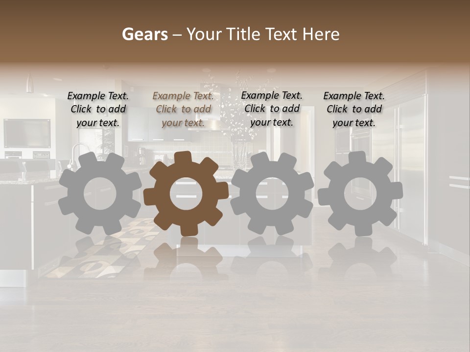 A Large Kitchen With A Center Island And Stainless Steel Appliances PowerPoint Template