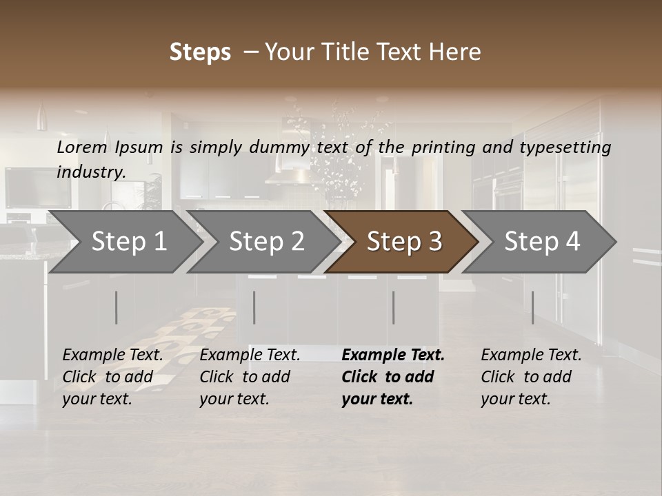 A Large Kitchen With A Center Island And Stainless Steel Appliances PowerPoint Template