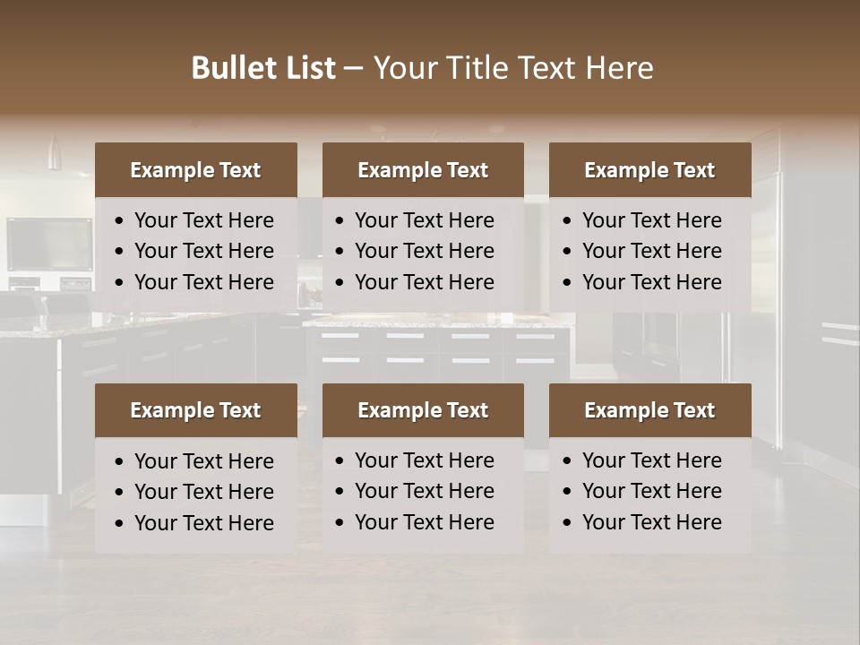 A Large Kitchen With A Center Island And Stainless Steel Appliances PowerPoint Template