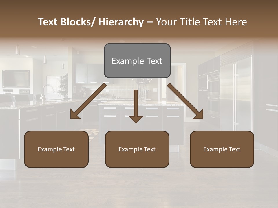 A Large Kitchen With A Center Island And Stainless Steel Appliances PowerPoint Template