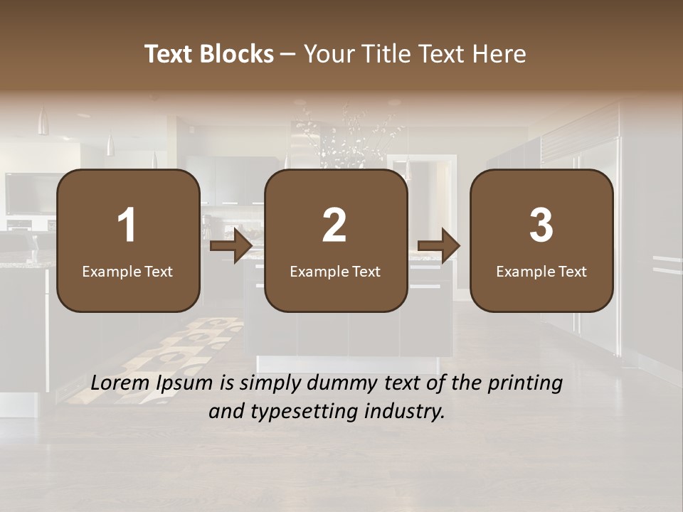A Large Kitchen With A Center Island And Stainless Steel Appliances PowerPoint Template