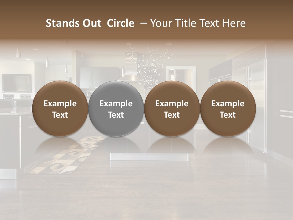 A Large Kitchen With A Center Island And Stainless Steel Appliances PowerPoint Template