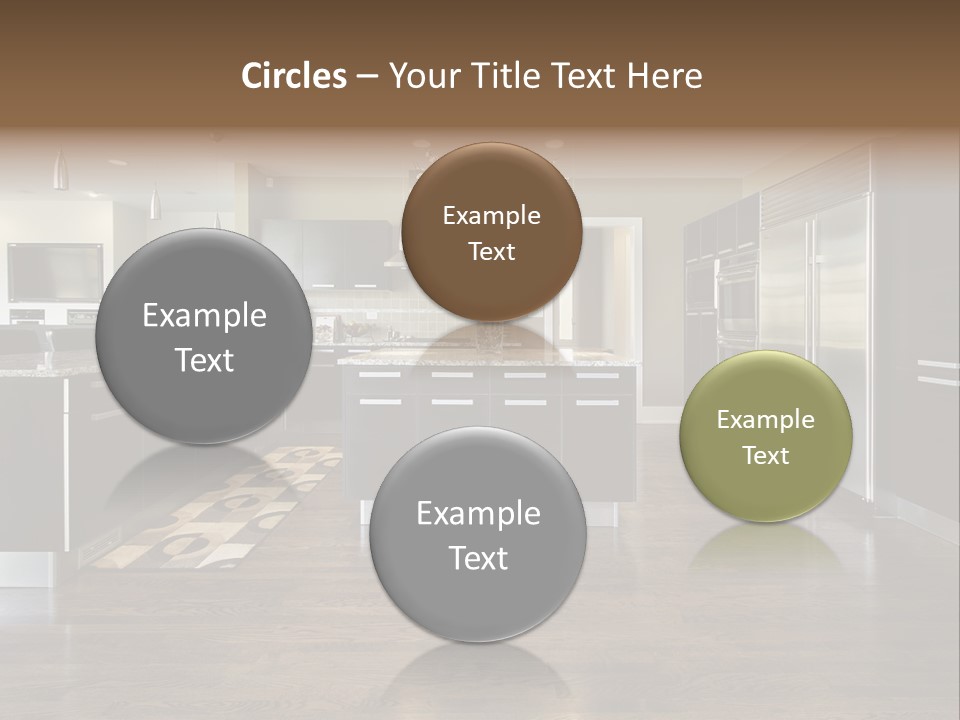 A Large Kitchen With A Center Island And Stainless Steel Appliances PowerPoint Template