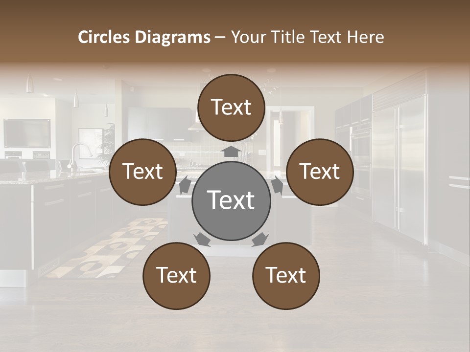 A Large Kitchen With A Center Island And Stainless Steel Appliances PowerPoint Template