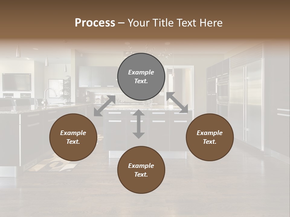 A Large Kitchen With A Center Island And Stainless Steel Appliances PowerPoint Template