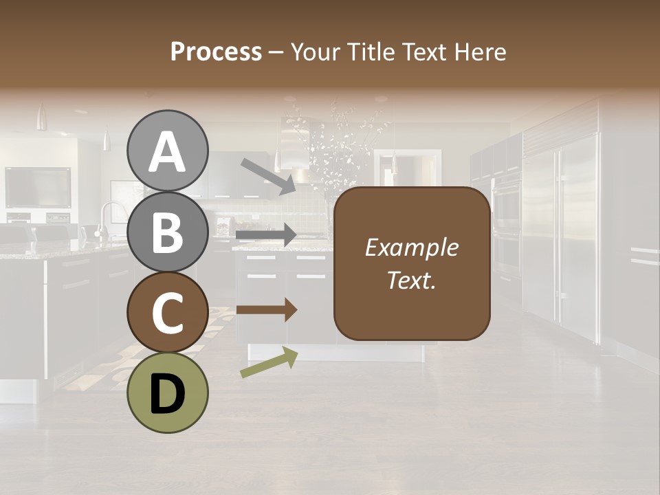 A Large Kitchen With A Center Island And Stainless Steel Appliances PowerPoint Template