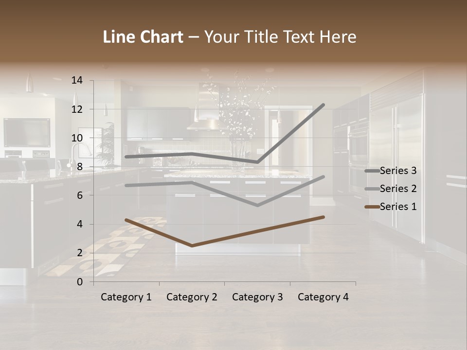 A Large Kitchen With A Center Island And Stainless Steel Appliances PowerPoint Template