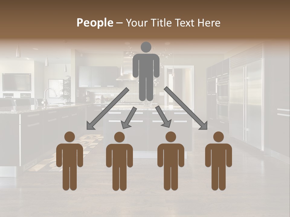 A Large Kitchen With A Center Island And Stainless Steel Appliances PowerPoint Template