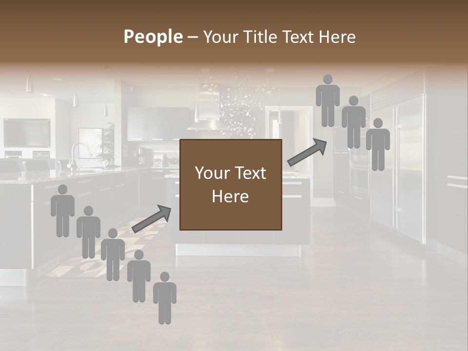 A Large Kitchen With A Center Island And Stainless Steel Appliances PowerPoint Template