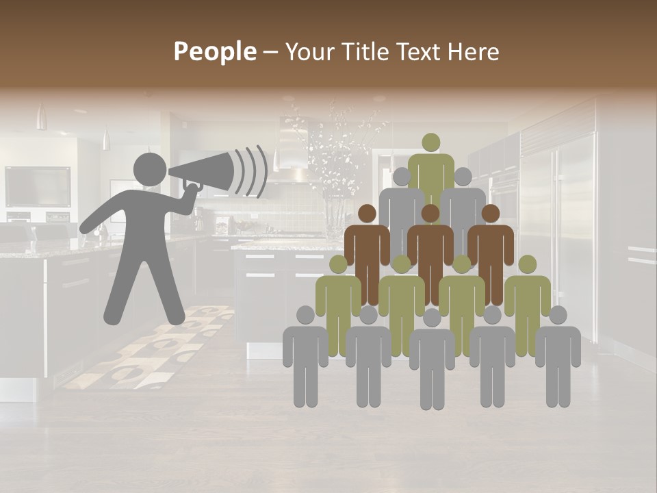 A Large Kitchen With A Center Island And Stainless Steel Appliances PowerPoint Template