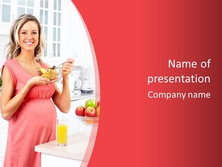 A Pregnant Woman Eating A Bowl Of Cereal Powerpoint Template PowerPoint Template