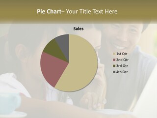 A Man And Two Girls Looking At A Computer Screen PowerPoint Template