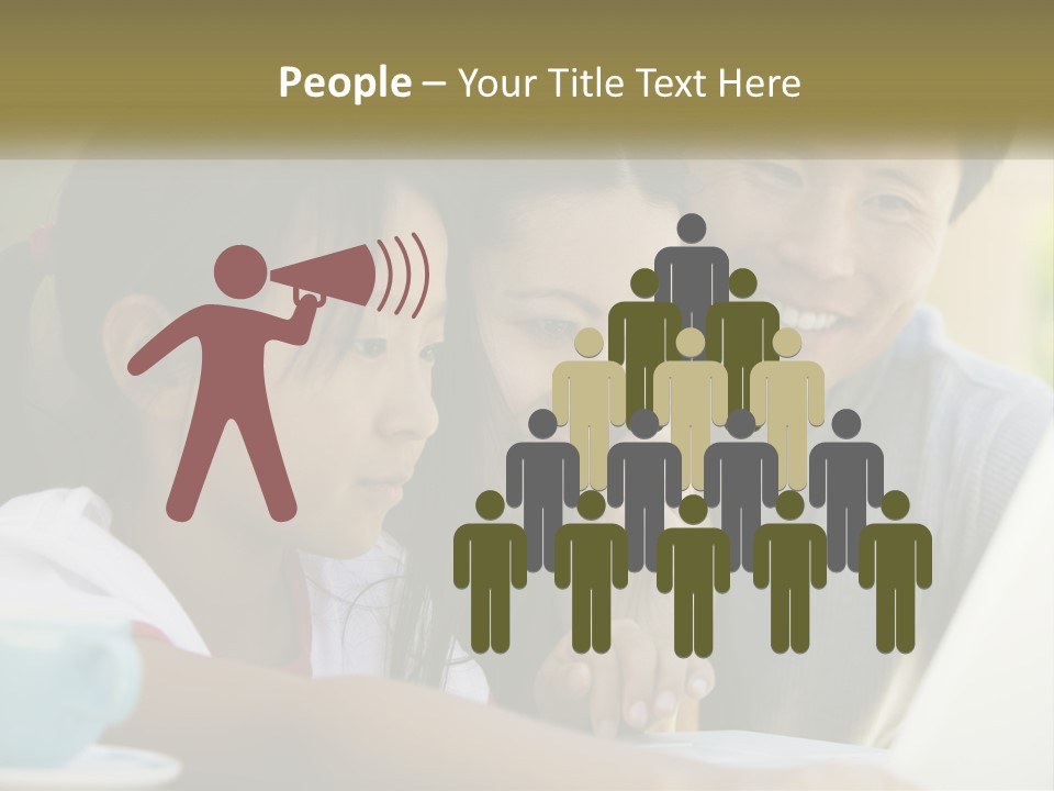 A Man And Two Girls Looking At A Computer Screen PowerPoint Template