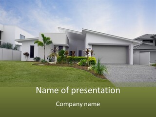 A House With A Green Lawn In Front Of It PowerPoint Template