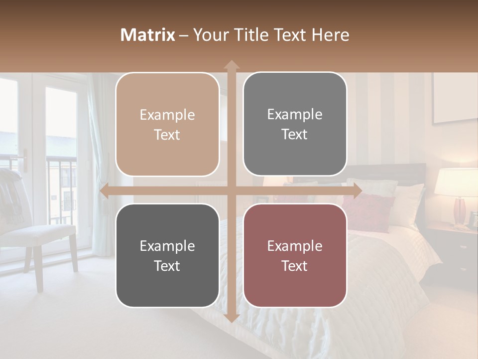 A Bed Room With A Neatly Made Bed And A Chair PowerPoint Template