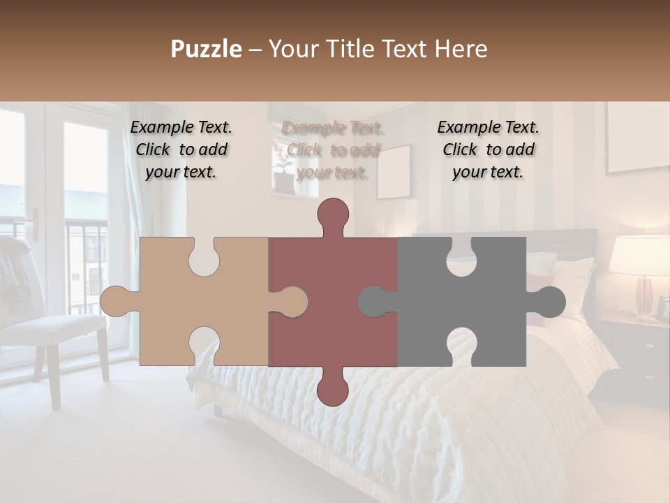 A Bed Room With A Neatly Made Bed And A Chair PowerPoint Template