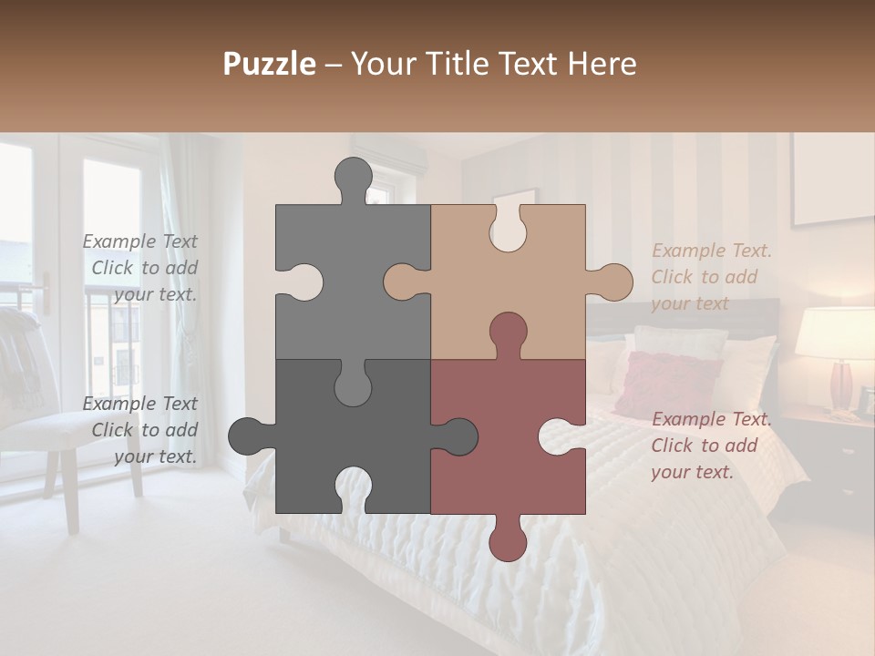 A Bed Room With A Neatly Made Bed And A Chair PowerPoint Template