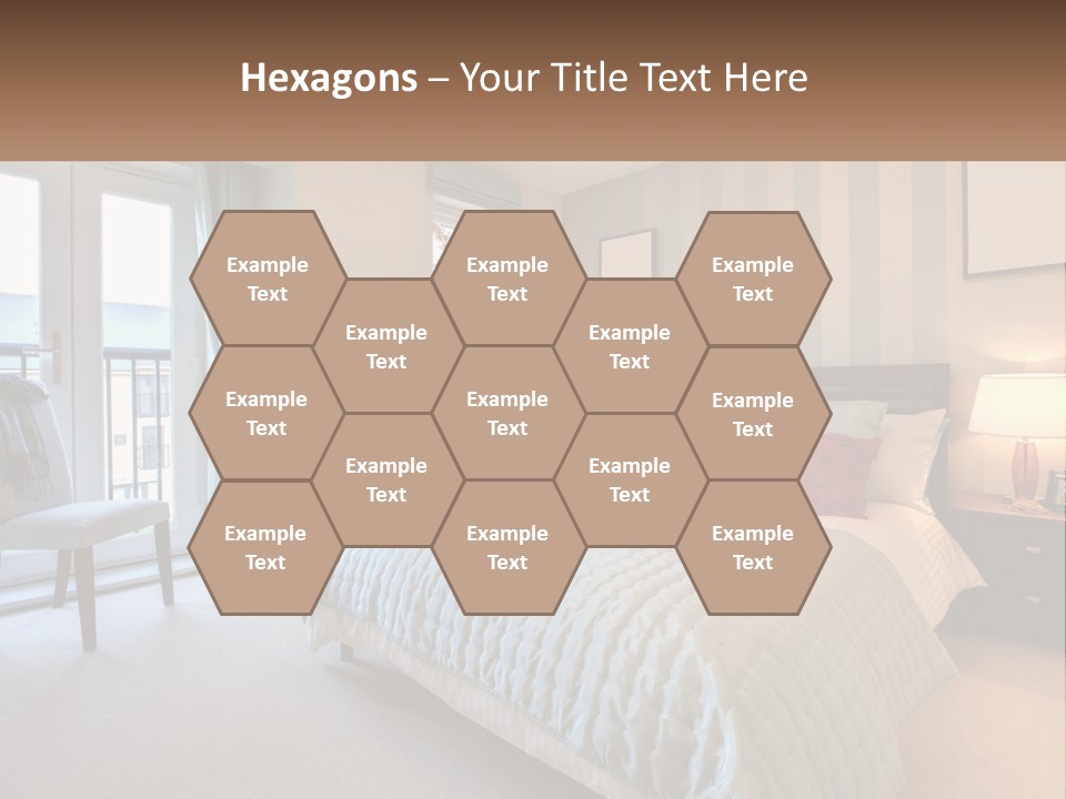 A Bed Room With A Neatly Made Bed And A Chair PowerPoint Template