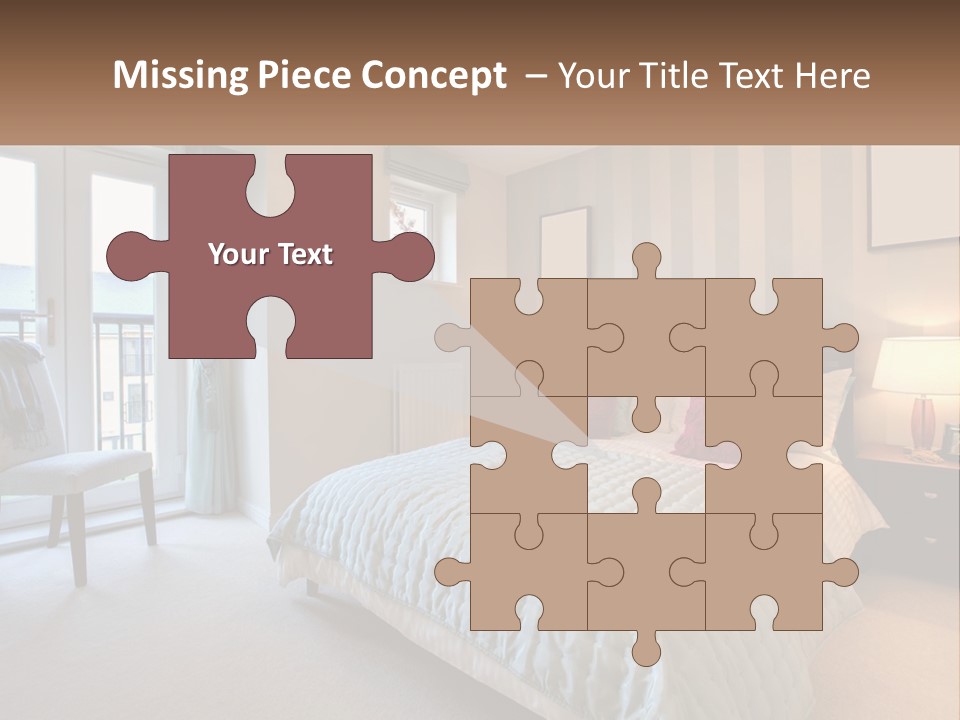 A Bed Room With A Neatly Made Bed And A Chair PowerPoint Template