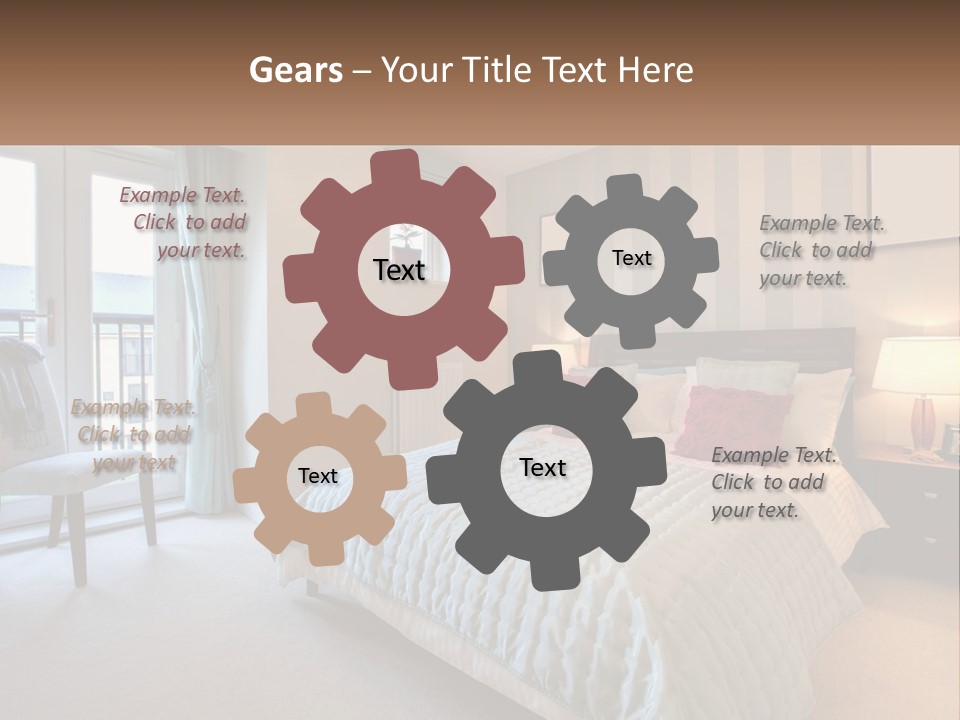 A Bed Room With A Neatly Made Bed And A Chair PowerPoint Template