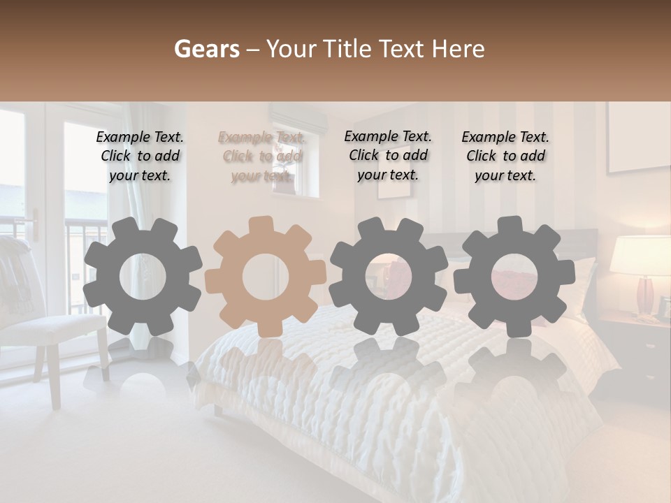 A Bed Room With A Neatly Made Bed And A Chair PowerPoint Template