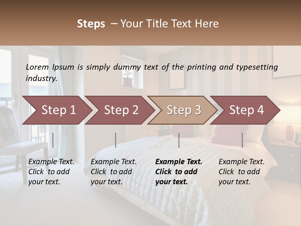 A Bed Room With A Neatly Made Bed And A Chair PowerPoint Template