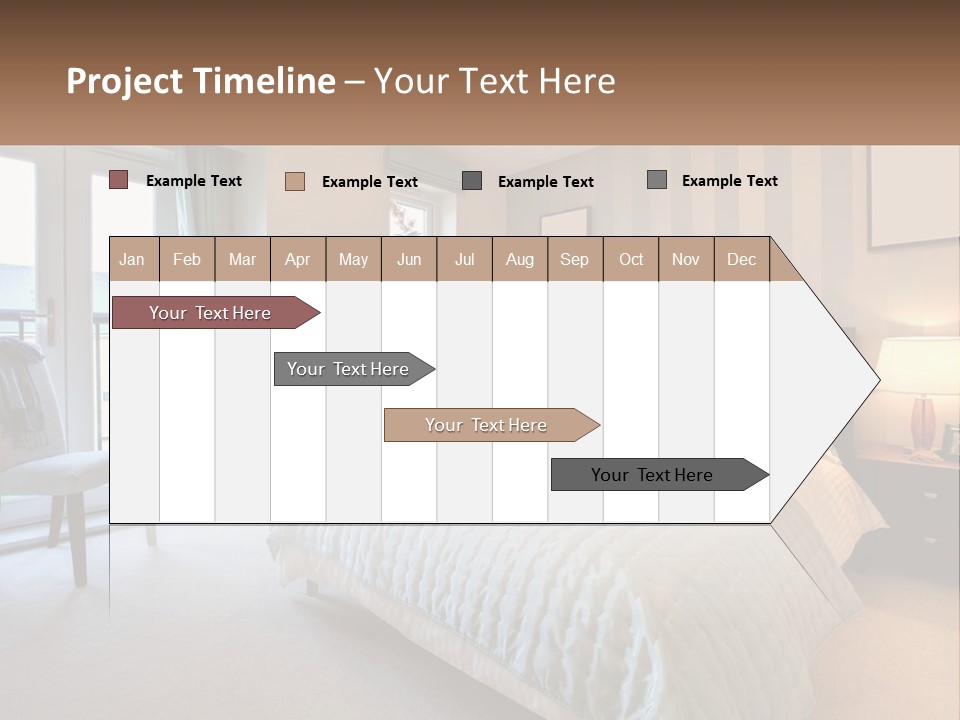 A Bed Room With A Neatly Made Bed And A Chair PowerPoint Template
