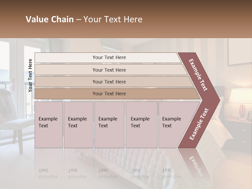 A Bed Room With A Neatly Made Bed And A Chair PowerPoint Template