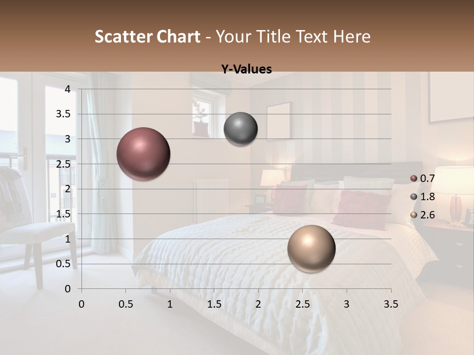 A Bed Room With A Neatly Made Bed And A Chair PowerPoint Template