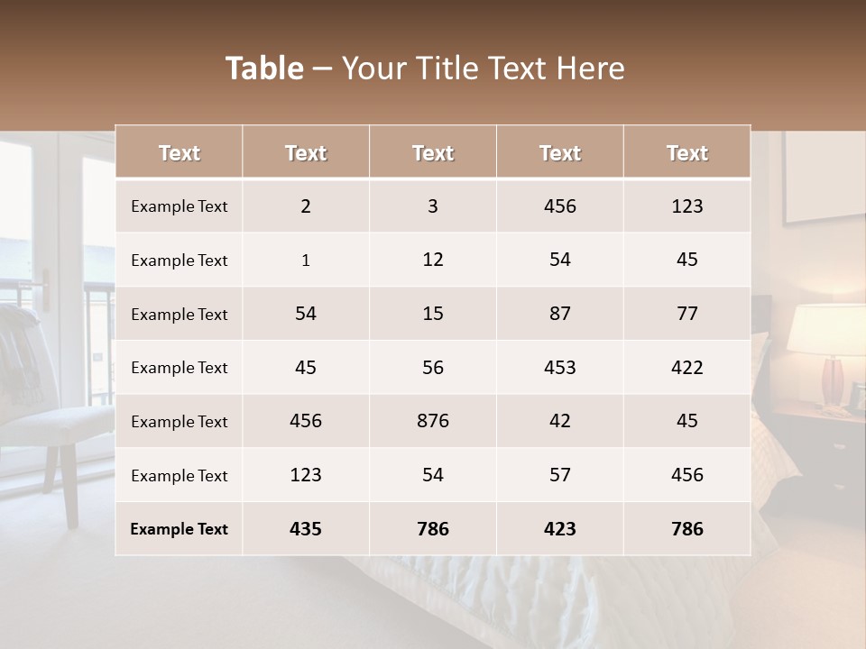 A Bed Room With A Neatly Made Bed And A Chair PowerPoint Template