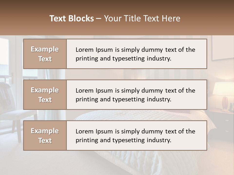 A Bed Room With A Neatly Made Bed And A Chair PowerPoint Template