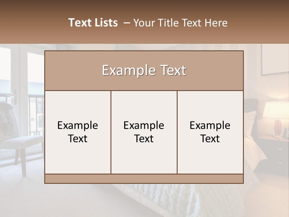 A Bed Room With A Neatly Made Bed And A Chair PowerPoint Template