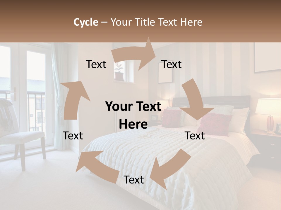 A Bed Room With A Neatly Made Bed And A Chair PowerPoint Template
