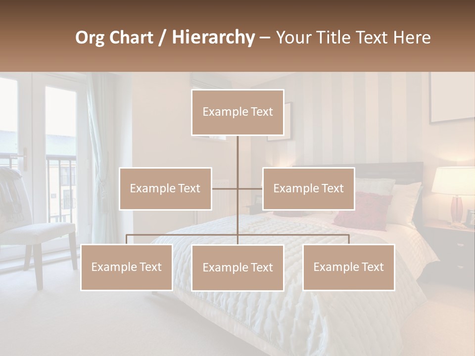 A Bed Room With A Neatly Made Bed And A Chair PowerPoint Template