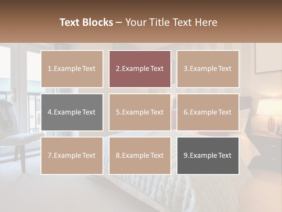 A Bed Room With A Neatly Made Bed And A Chair PowerPoint Template