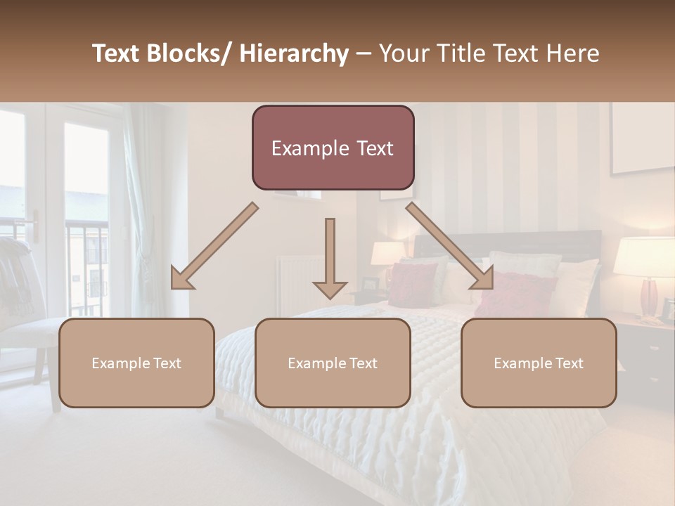 A Bed Room With A Neatly Made Bed And A Chair PowerPoint Template