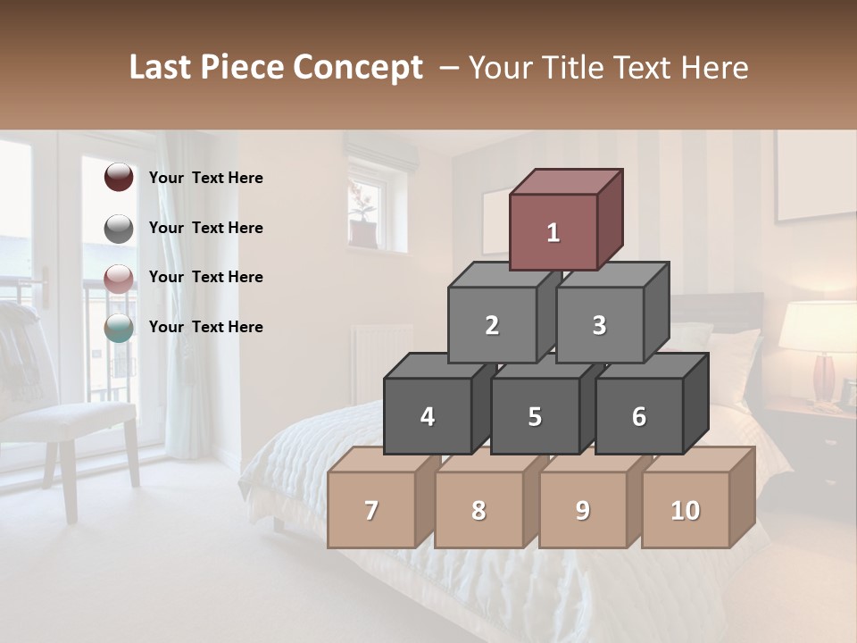 A Bed Room With A Neatly Made Bed And A Chair PowerPoint Template